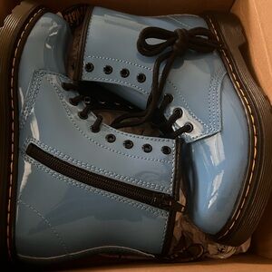 Blue Patent Leather Boots